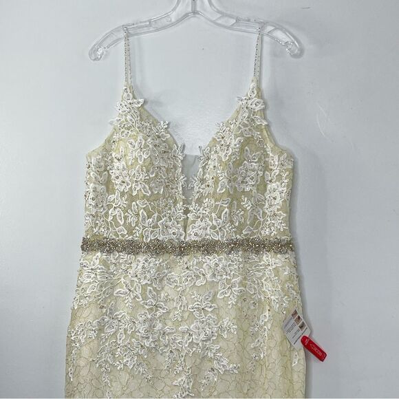 Mac Duggal 79341 Floral Appliqués Sleeveless Plunge Neck Trumpet Gown, Size 12 - Picture 4 of 13